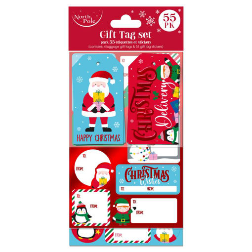 Picture of CHRISTMAS GIFT LUGGAGE TAGS AND GIFT STICKER TAGS 55 PACK